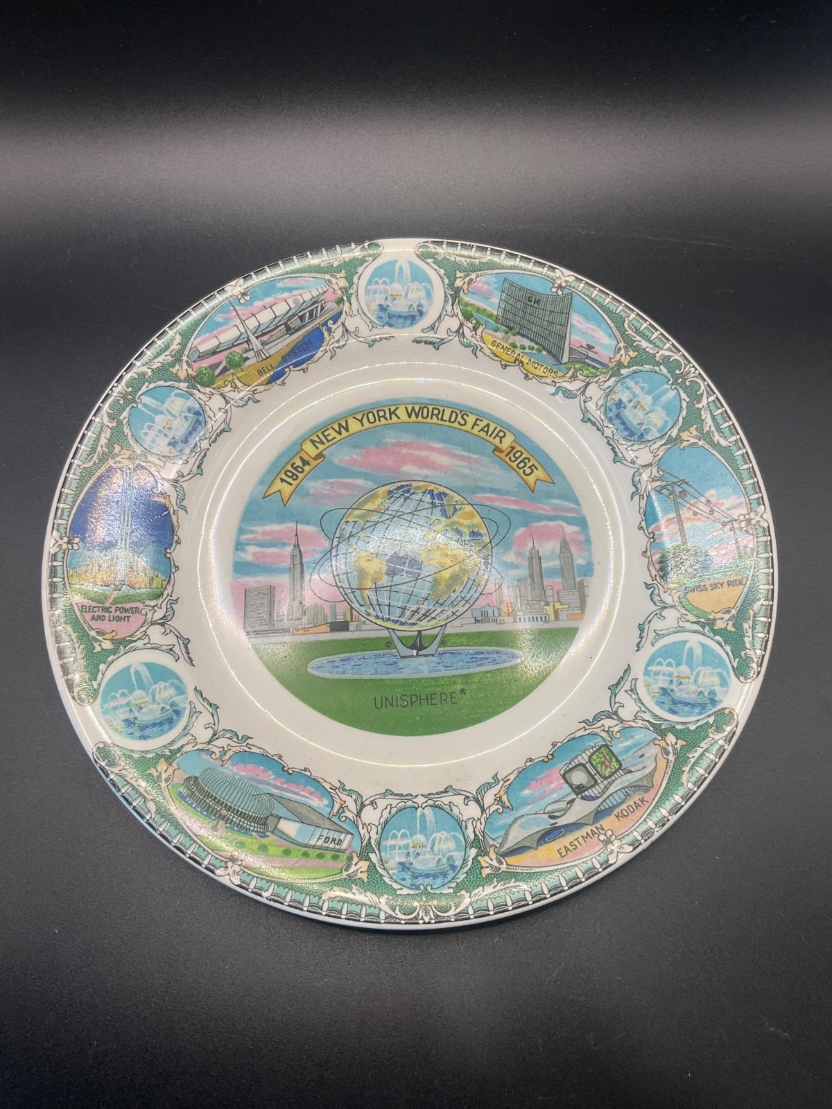 Vintage 1964 1965 New York World's Fair Unisphere Souvenir Plate Japan US Steel