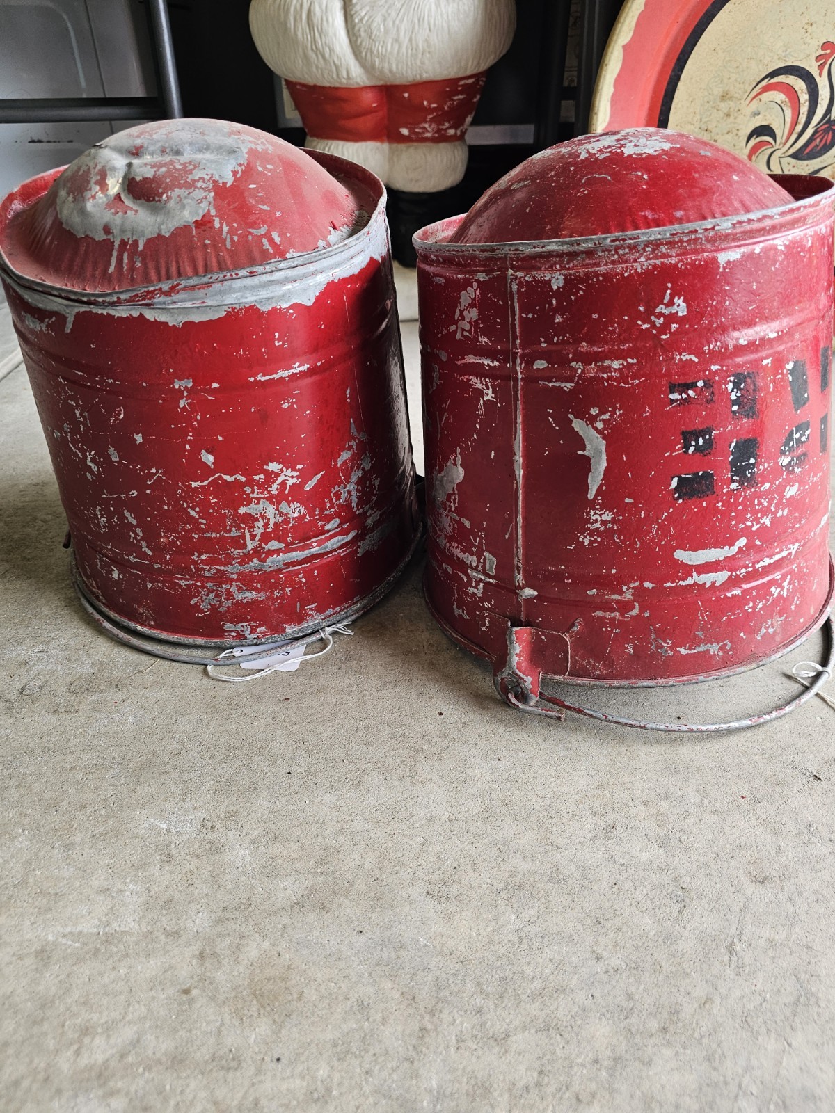 Vintage/Antique Red Round-Bottom Fire Buckets – Pair – $125 OBO Vintage/Antique Red Round-Bottom Fire Buckets – Pair – $125 OBO