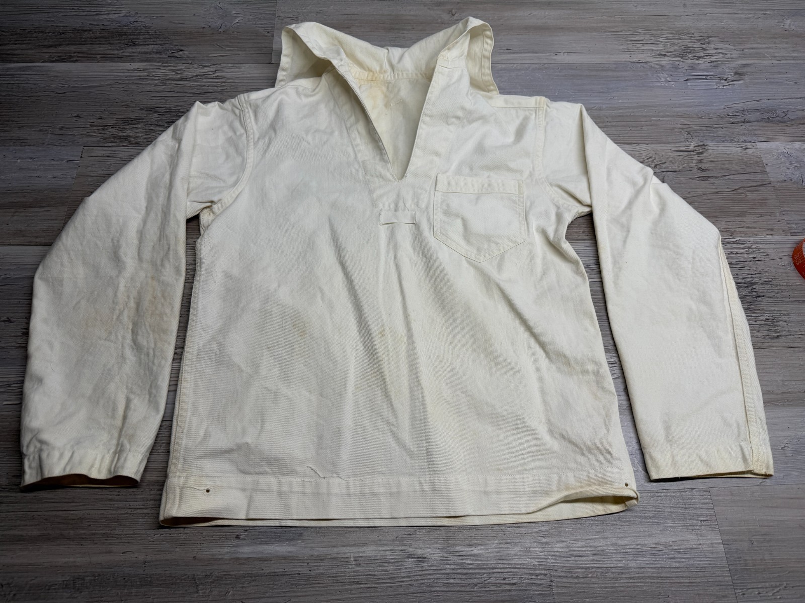 Vintage US Navy Crackerjack Jumper Shirt Named Harris White Cotton Military WWII Vintage US Navy Crackerjack Jumper Shirt Named Harris White Cotton Military WWII