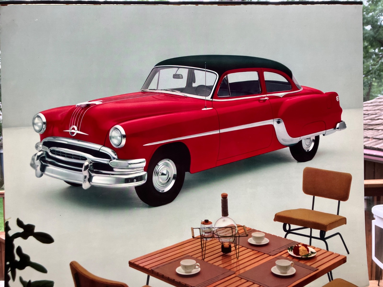 1954 Pontiac Chieftain Coupe Antique Car Showroom Advertising Transparency