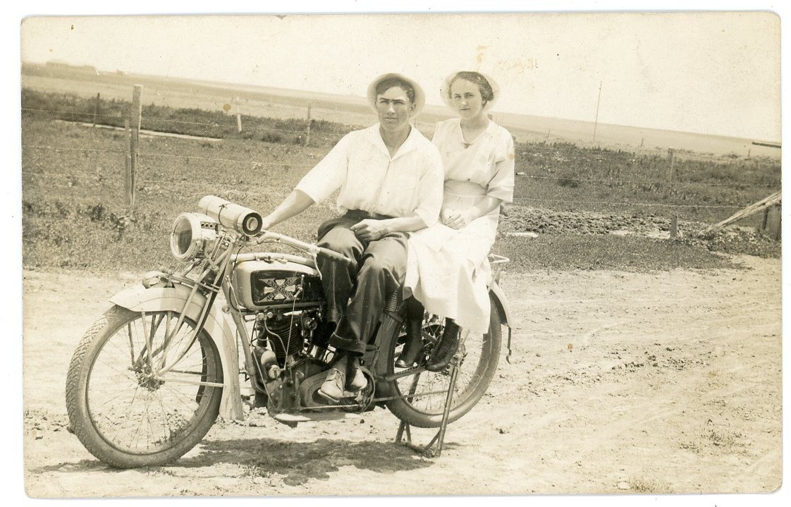 RPPC Clear Sharp "Excelsior" Motorcycle Man & Woman RPPC Clear Sharp "Excelsior" Motorcycle Man & Woman