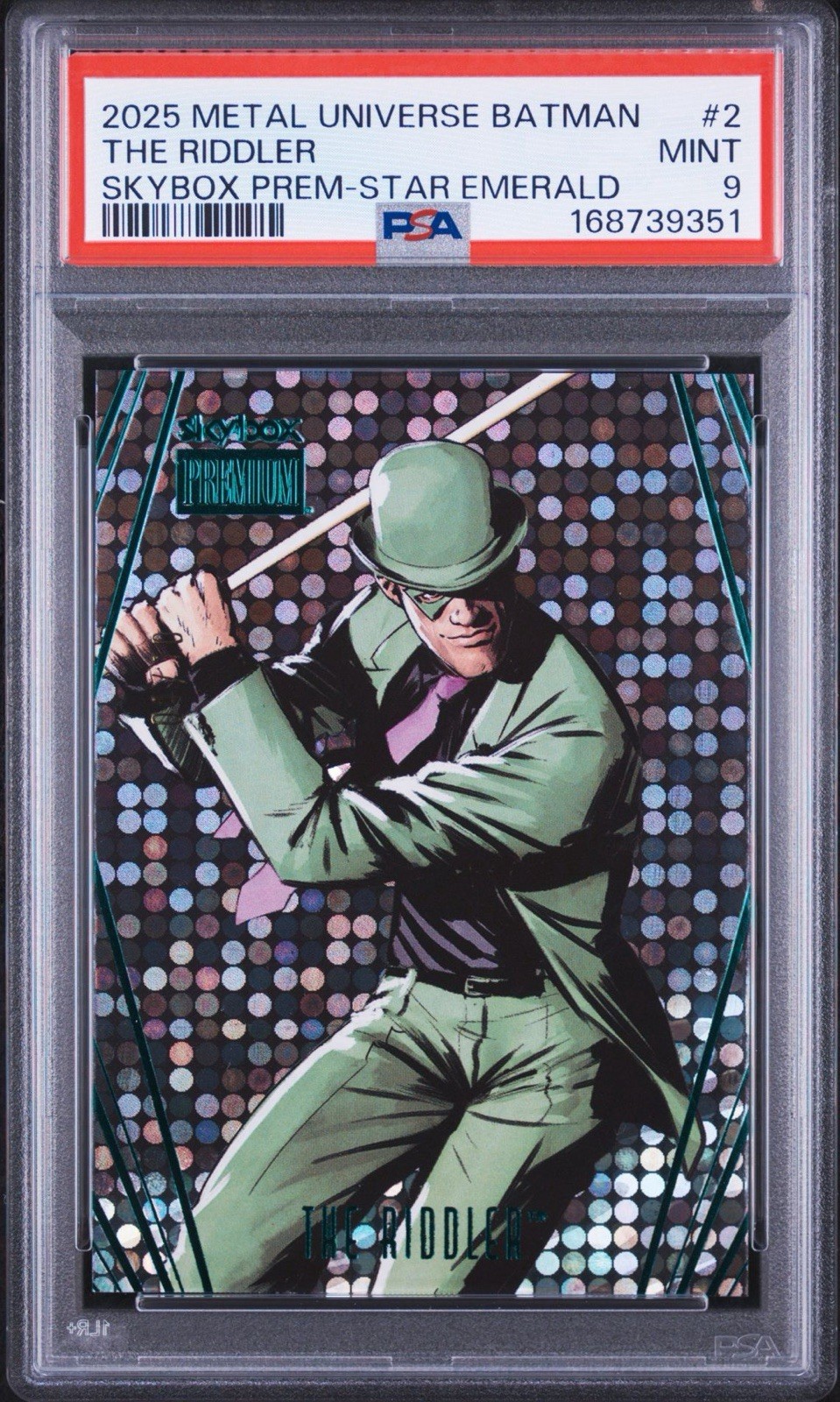PSA 9 2025 SKYBOX METAL BATMAN SKYBOX PREMIUM STAR EMERALD #’d 4/10 THE RIDDLER PSA 9 2025 SKYBOX METAL BATMAN SKYBOX PREMIUM STAR EMERALD #’d 4/10 THE RIDDLER