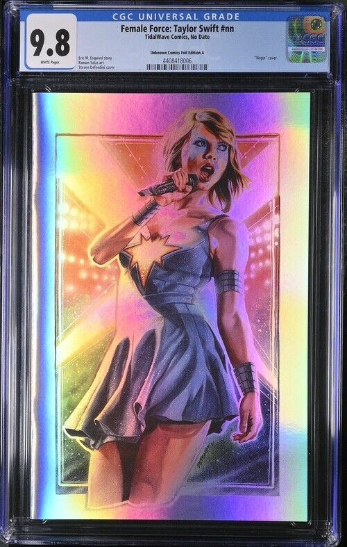 CGC 9.8 FEMALE FORCE TAYLOR SWIFT UNKNOWN COMICS EXCLUSIVE CHROME FOIL VARIANT