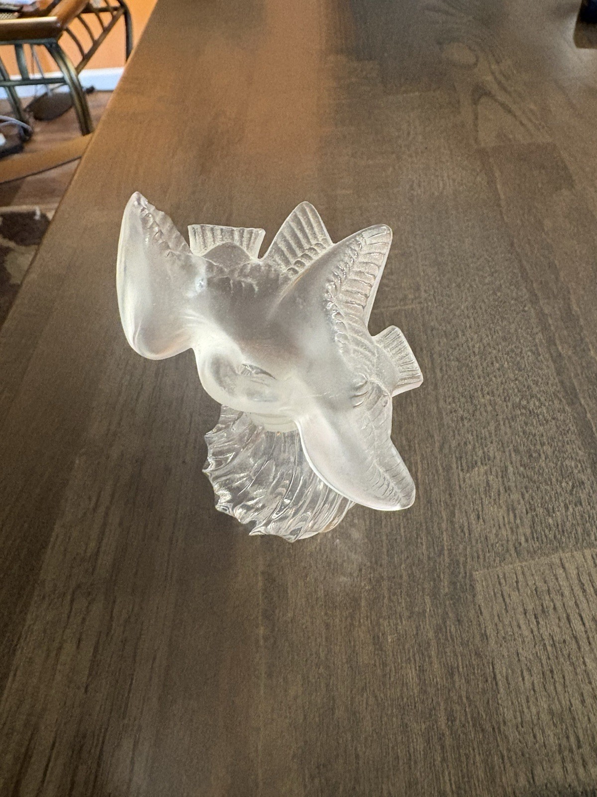 Vintage Lalique Nina Ricci Perfume Double Dove Crystal Bottle 4”