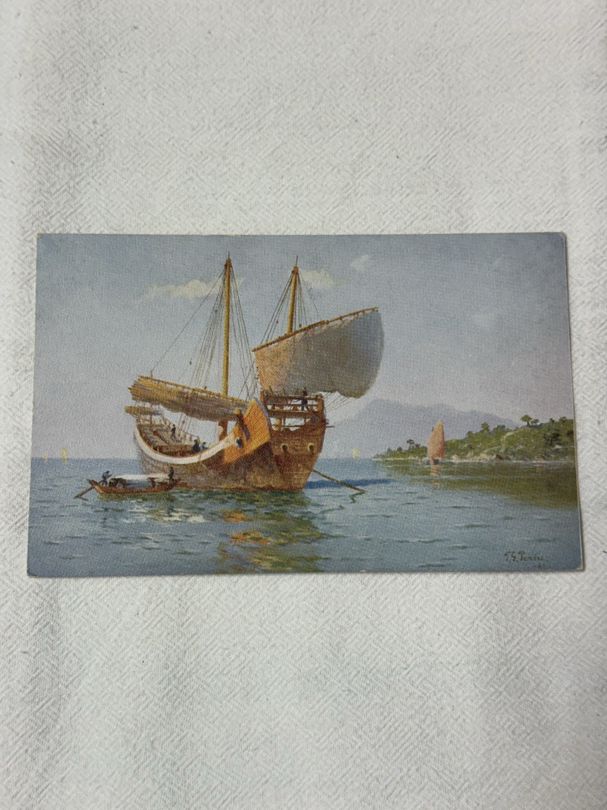 Postcard SS President Dollar Steamship Line Chinese Junk At Hong Kong 2BB13 Art Postcard SS President Dollar Steamship Line Chinese Junk At Hong Kong 2BB13 Art