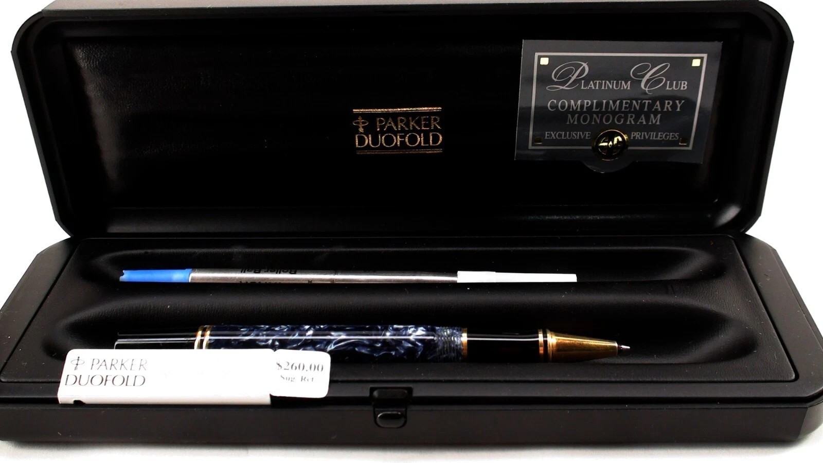 Parker Duofold Platinum Club Rollerball Pen w/ Case – Rare Platinum Trim- No cap