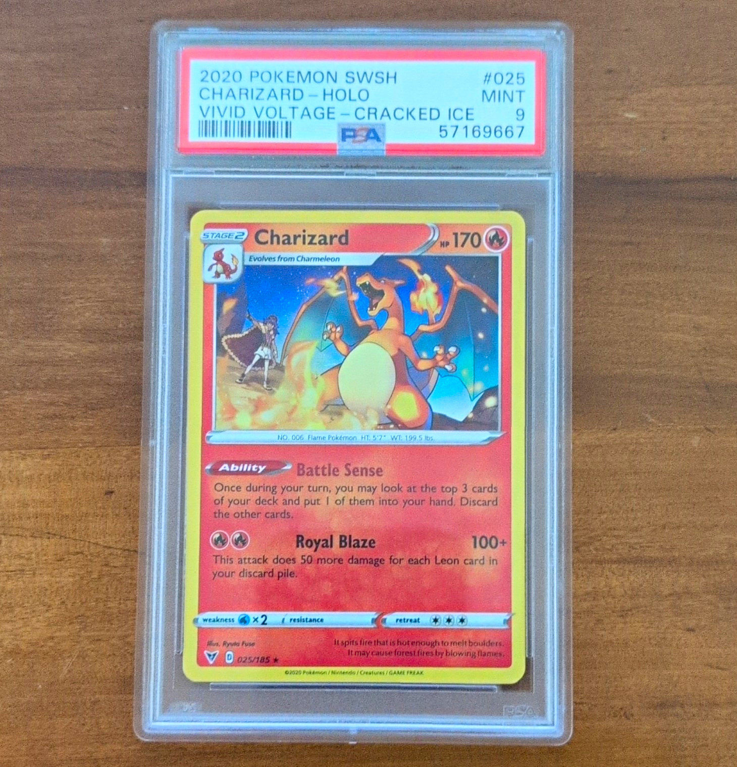 Pokémon 2020 SWSH Vivid Voltage Charizard Cracked Ice Holo 025/185 PSA 9 Pokémon 2020 SWSH Vivid Voltage Charizard Cracked Ice Holo 025/185 PSA 9