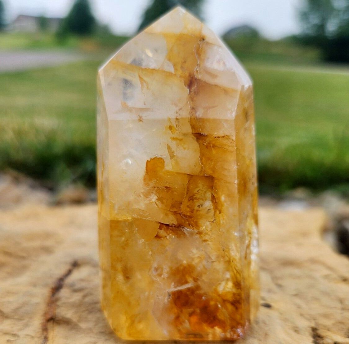 Golden Healer Tower Freeform High Quality Point Crystal Gemstone Chakra Reiki