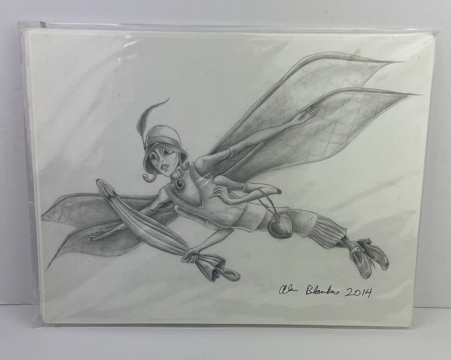 Alan Blanka Artist Signed Re-Print 2014 Dragonfly Flying Women Mythical Fairies