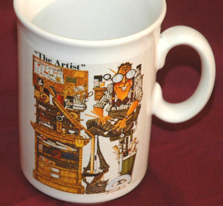 VTG The Artist 3M Coffee Mug CUP Made in England RARE 70's UK Logo ILLUSTRATION