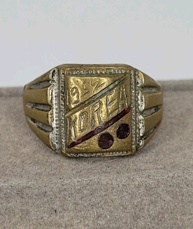 Brass 1952 Korean War Trench Art Ring Engraved Brass 1952 Korean War Trench Art Ring Engraved