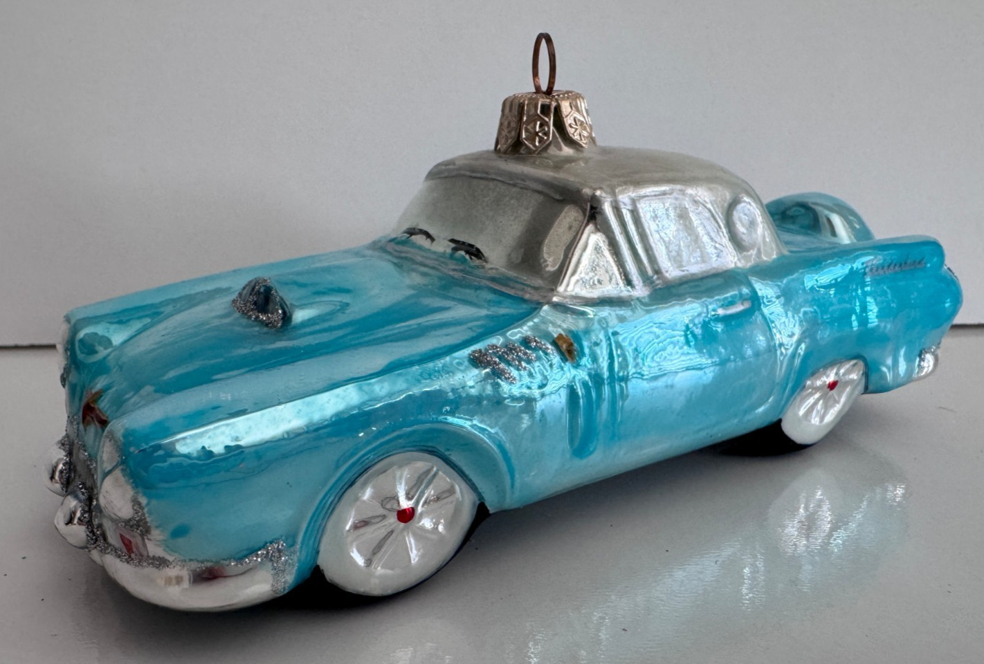 Polonaise 1956 Ford Blue Thunderbird Polish Glass Christmas Ornament