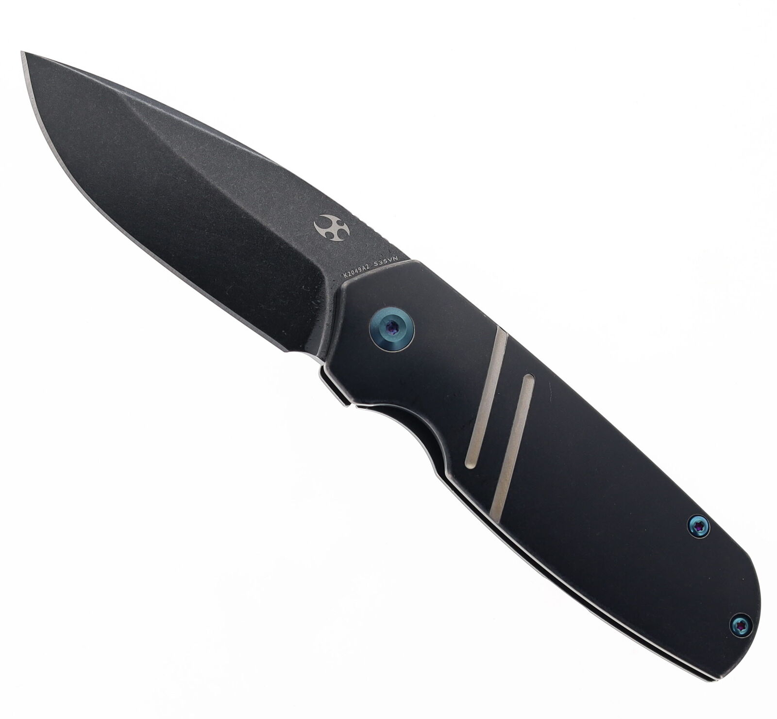 Kansept Turaco Folding Knife Black SW Ti Handle S35VN Plain Black Blade K2049A2