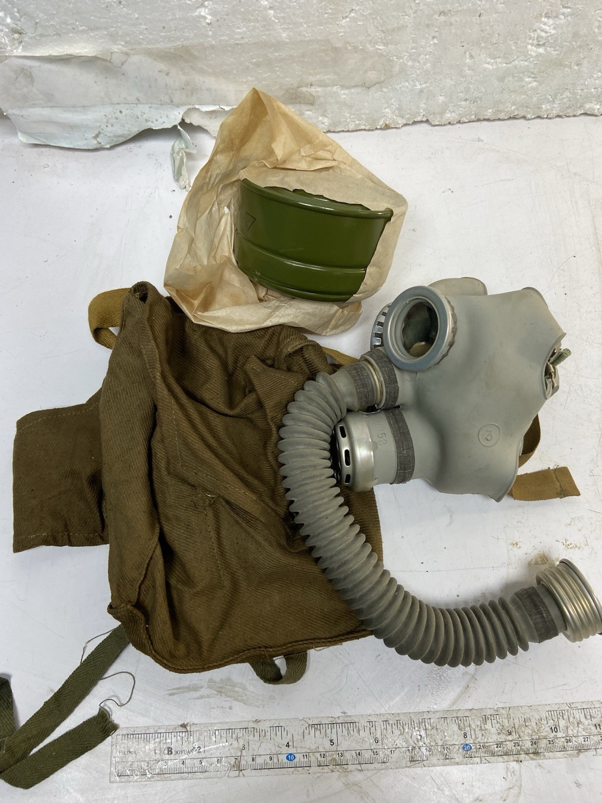 VTG Soviet Era Gas Mask With Filter, Hose & Bag Military Size 3 NEW VTG Soviet Era Gas Mask With Filter, Hose & Bag Military Size 3 NEW