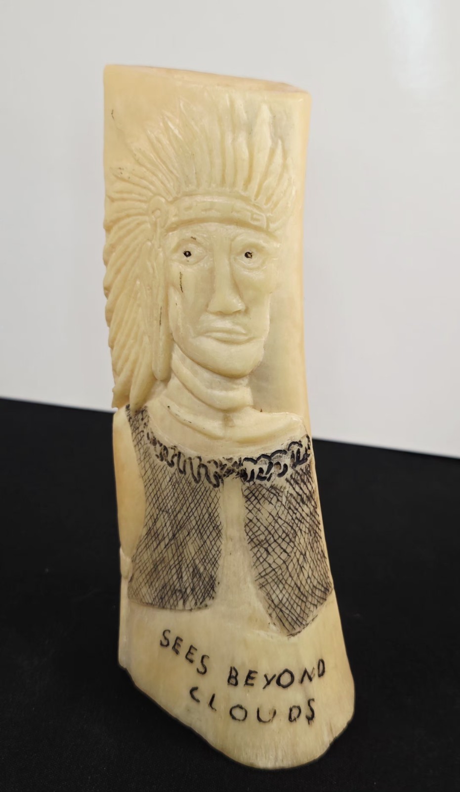Vintage Hand Carved Sees Beyond Clouds Native American Style Figure Hand Made Vintage Hand Carved Sees Beyond Clouds Native American Style Figure Hand Made