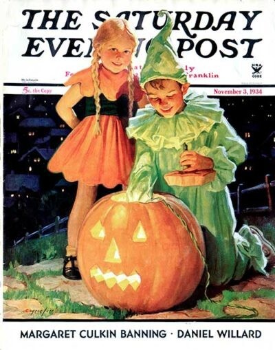 Vintage Saturday Evening Post 1934 Halloween Cover Poster Print 17x12 Vintage Saturday Evening Post 1934 Halloween Cover Poster Print 17x12