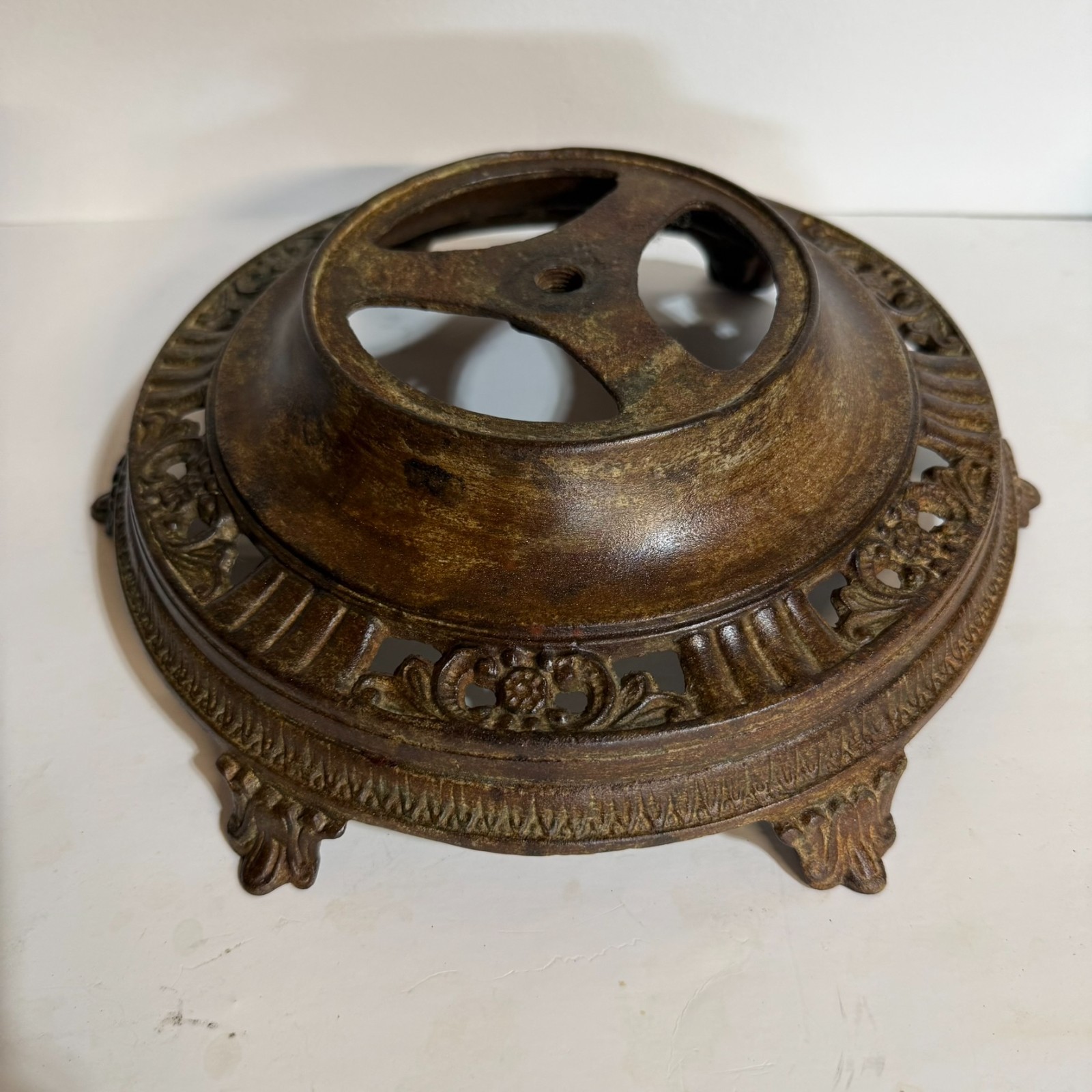 Antique Cast Iron Floor Lamp Base Part 1/4 IPS 1/2" Thread Art Deco 12" Waxed Antique Cast Iron Floor Lamp Base Part 1/4 IPS 1/2" Thread Art Deco 12" Waxed