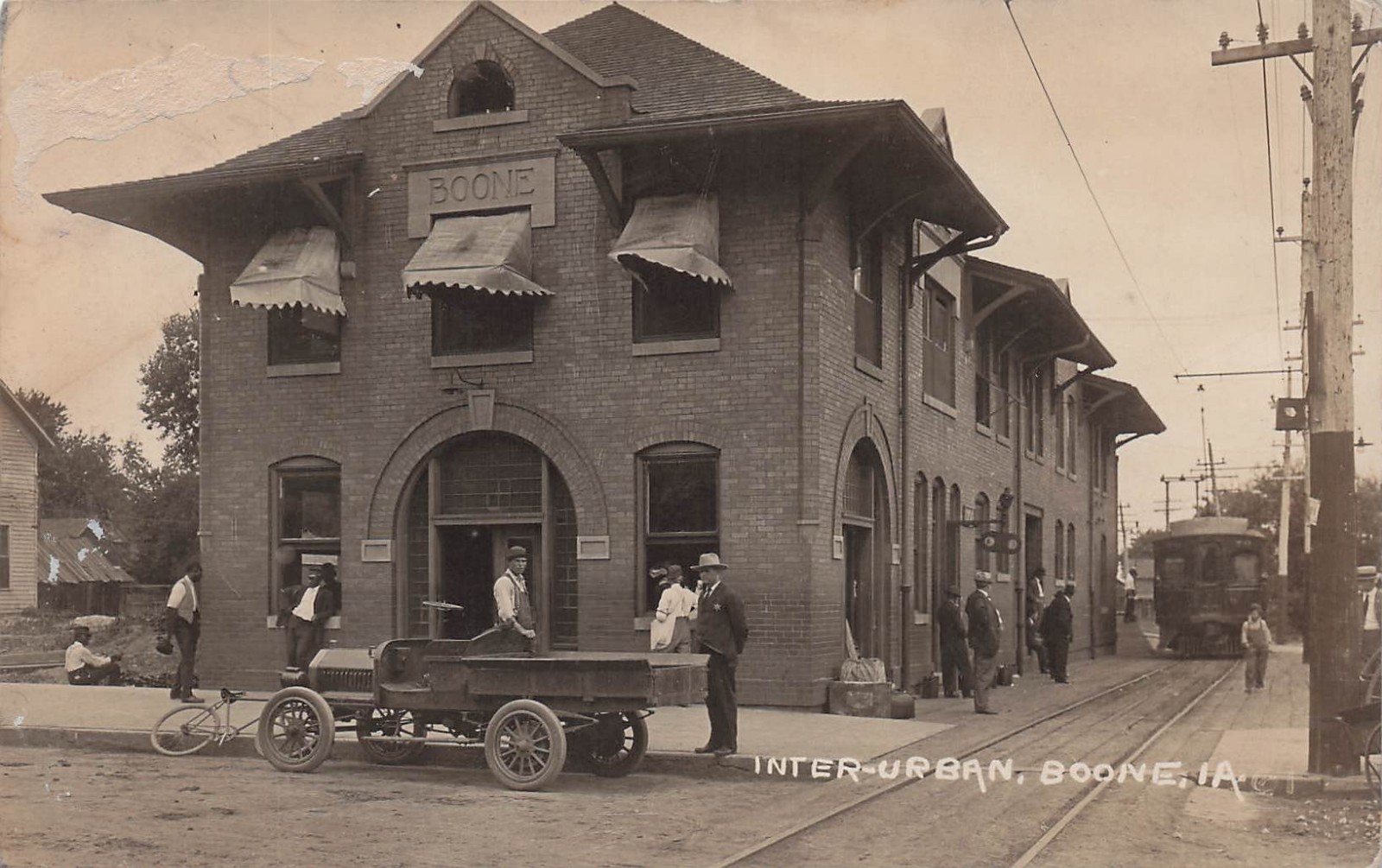 RPPC Boone Iowa Interurban Depot Train Station Trolley Photo Vtg Postcard 25A RPPC Boone Iowa Interurban Depot Train Station Trolley Photo Vtg Postcard 25A