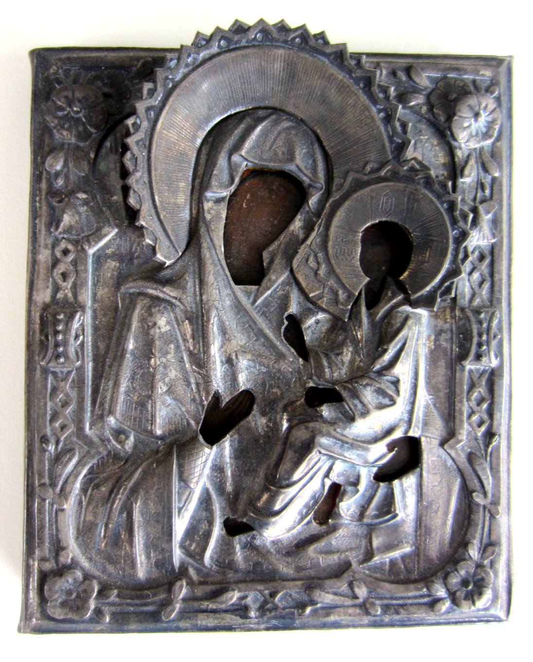 Kazany Virgin Madonna Icon with Silver Oklad, Russia, XIX cent