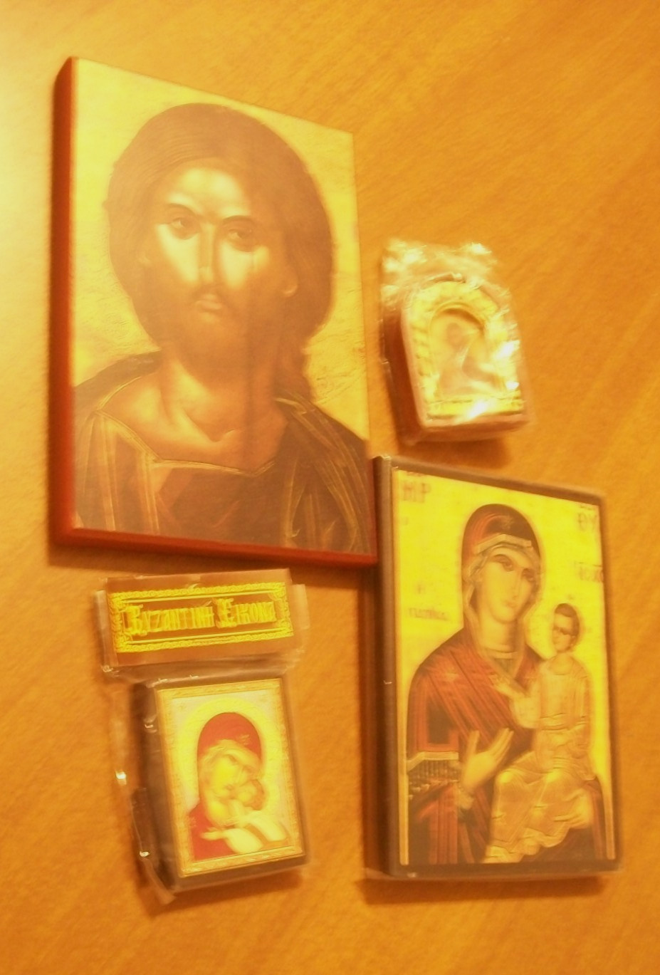 Lot of 4 Small Orthodox Christianity Byzantine Greek Icons - New