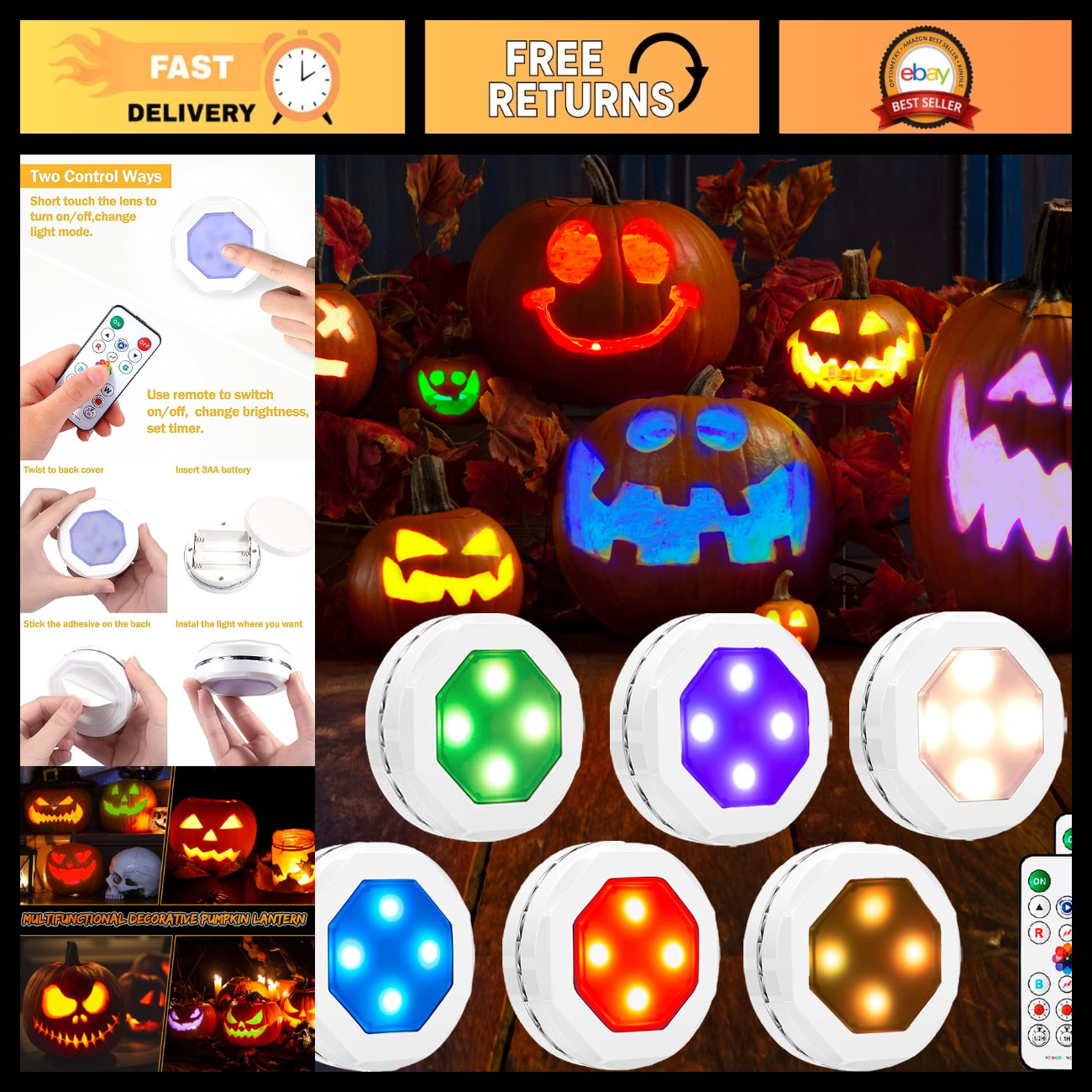 Halloween Pumpkin Lights, Pumpkin Lights with Remote Control Halloween Pumpkin Lights, Pumpkin Lights with Remote Control