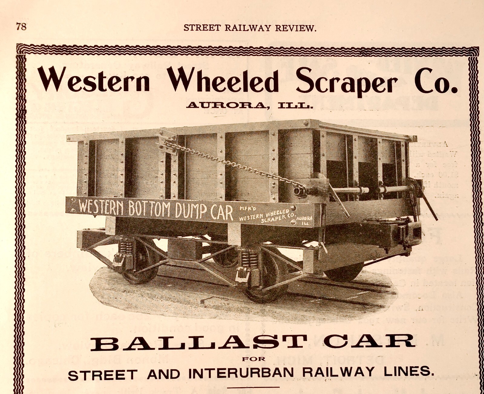 Antique 1902 Western Wheeled Scraper Streetcar Co Advertising RARE Antique 1902 Western Wheeled Scraper Streetcar Co Advertising RARE