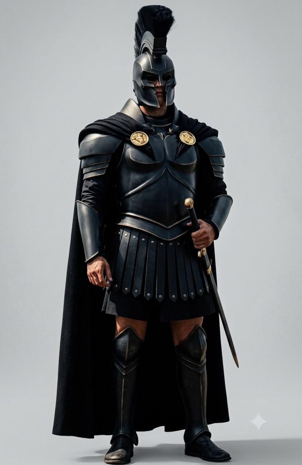 The Odyssey Helmet, Roman Centurion Armor Costume | Spartan Black Steel Armor The Odyssey Helmet, Roman Centurion Armor Costume | Spartan Black Steel Armor