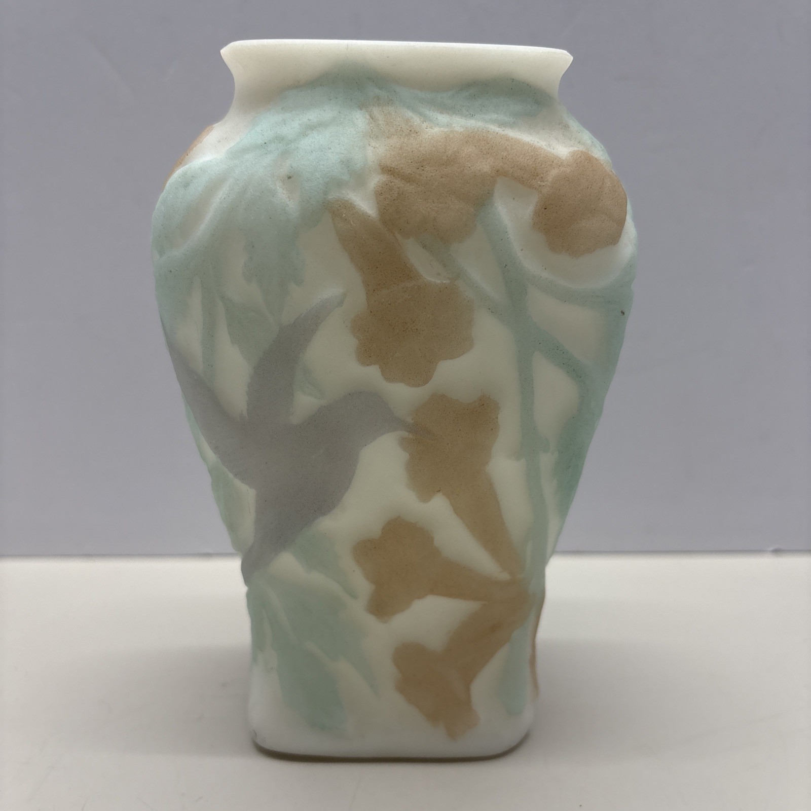 VTG Phoenix Consolidated Art Glass Hummingbird Honeysuckle Martele Vase. #27 VTG Phoenix Consolidated Art Glass Hummingbird Honeysuckle Martele Vase. #27