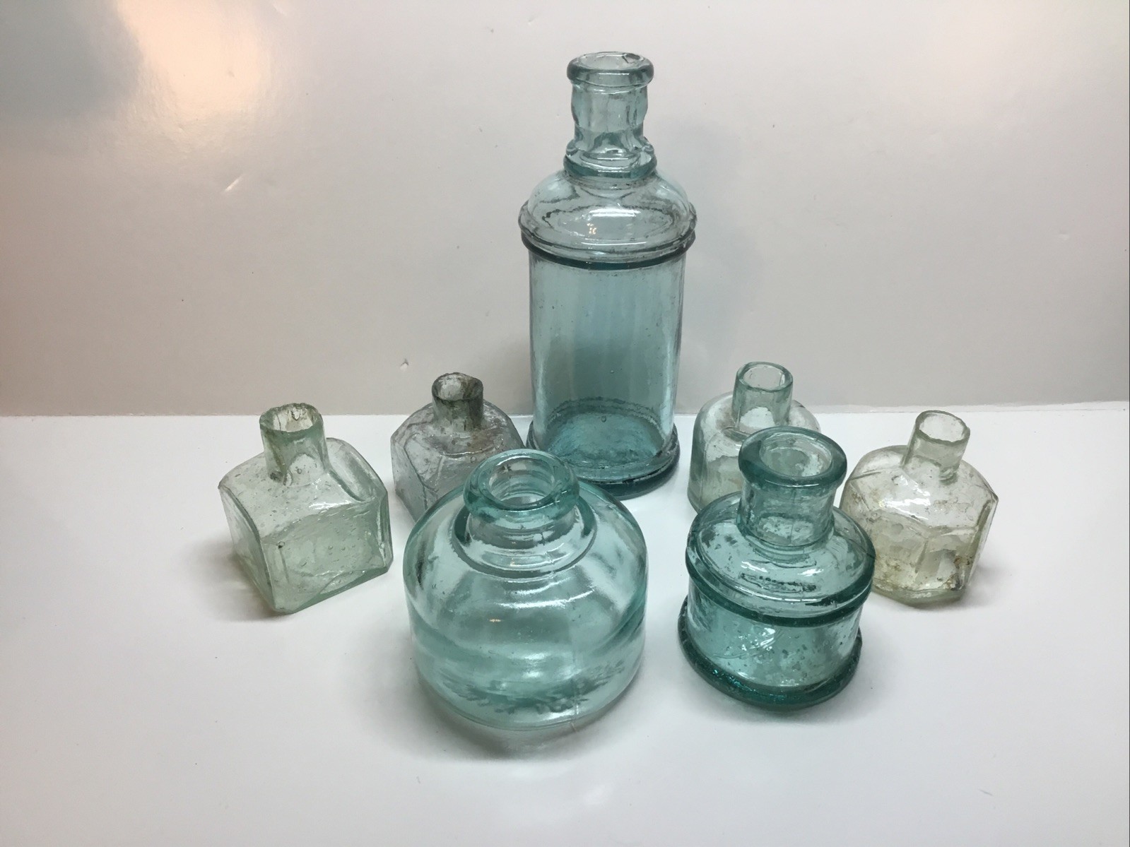 Antique 7 Piece Inkwell / Ink Bottle Lot Antique 7 Piece Inkwell / Ink Bottle Lot
