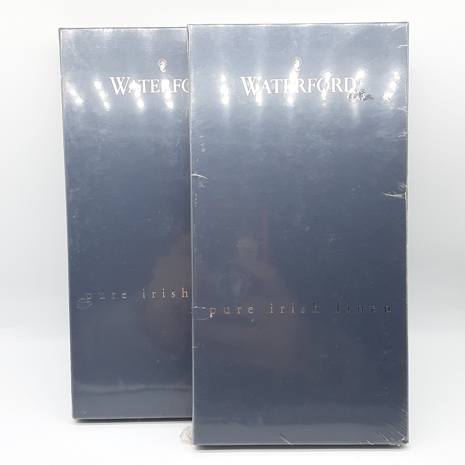New WATERFORD Linen Damask embroidered Drink Coasters 4" squares 2 boxes 12 pc
