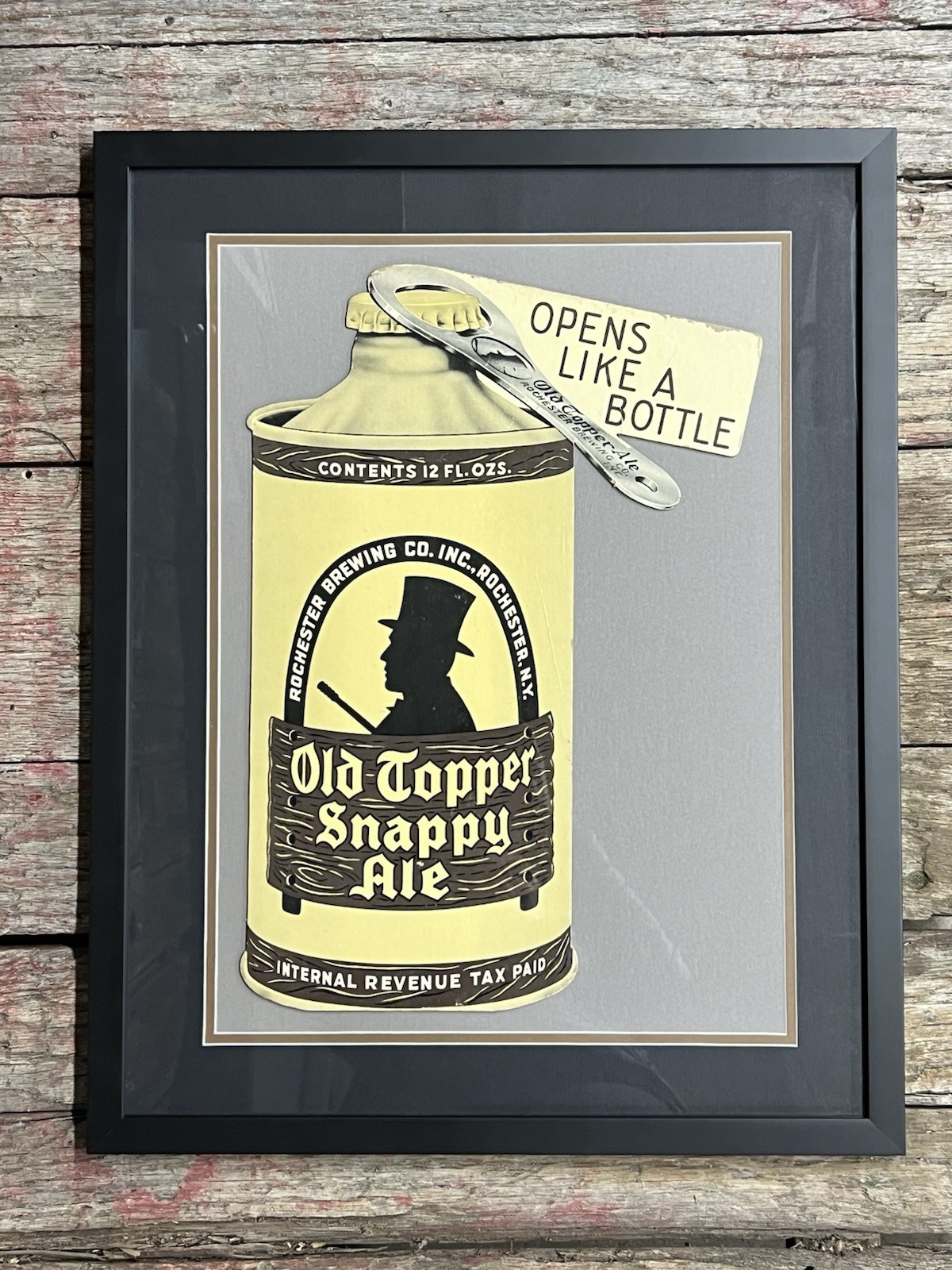 🔥1937 Old Topper Snappy Ale Die Cut Easelback Sign Rochester NY Prof. Framed 🔥1937 Old Topper Snappy Ale Die Cut Easelback Sign Rochester NY Prof. Framed