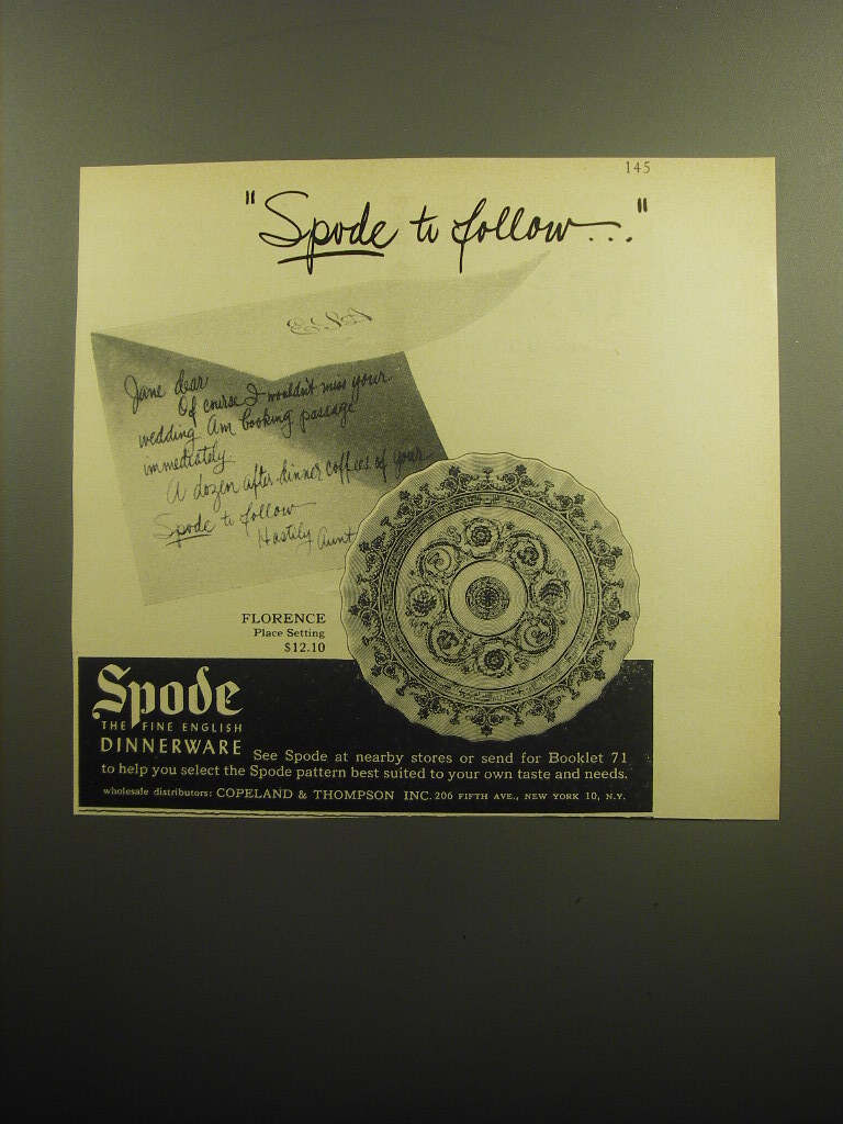 1958 Spode Florence China Advertisement - Spode to Follow