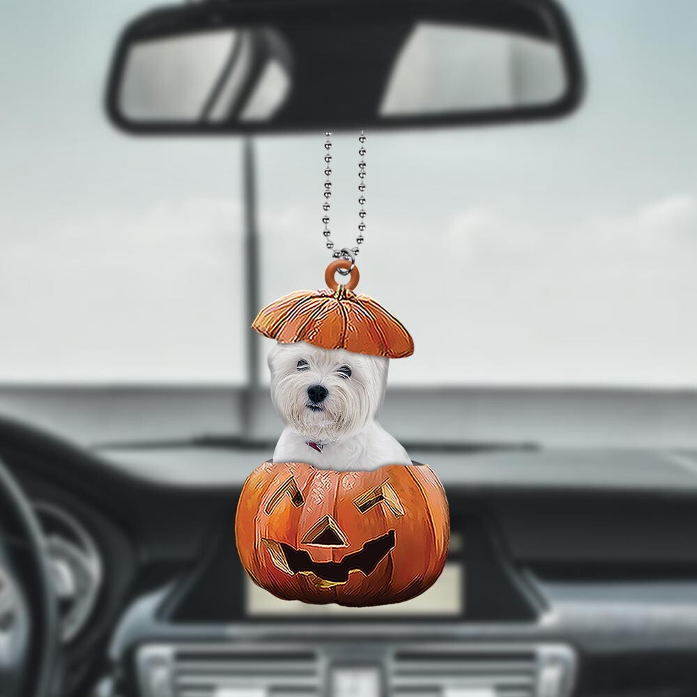 West Highland White Terrier Dog Pumpkin Ornament, Westie Dog Halloween Ornament West Highland White Terrier Dog Pumpkin Ornament, Westie Dog Halloween Ornament