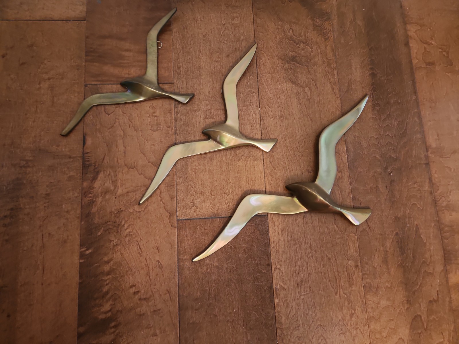 3 Vintage MCM Brass Wall Hanging Seagulls Flying Birds 3 Vintage MCM Brass Wall Hanging Seagulls Flying Birds