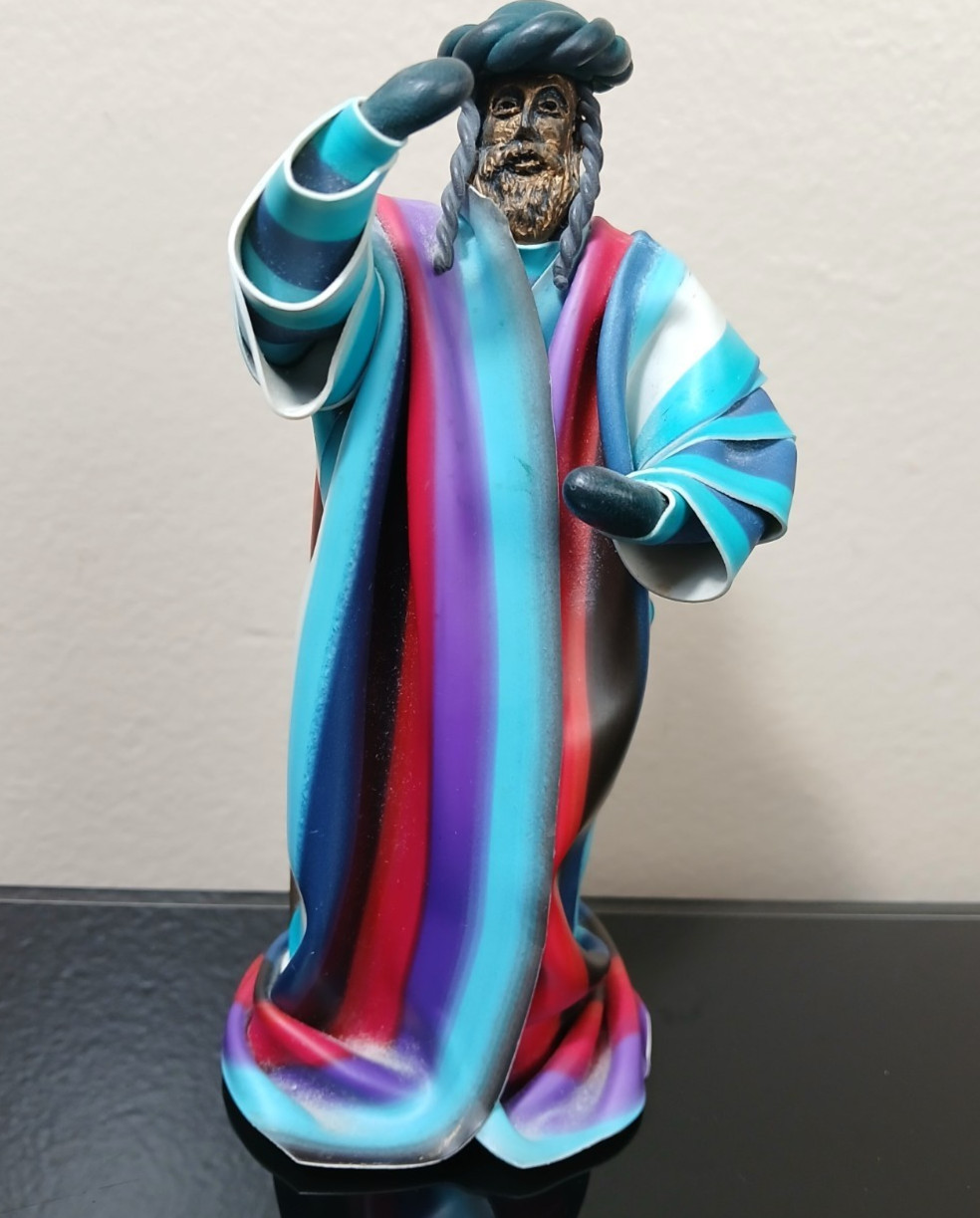 Judaic Hasidism by Bezalel's Artist Hand Made Designed Vintage Jerusalem Statue