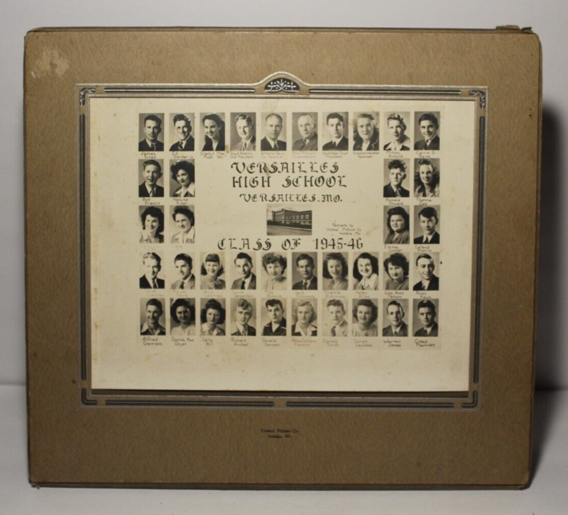 Original Vintage 1945 1946 Versailles Missouri High School Senior Class Photo