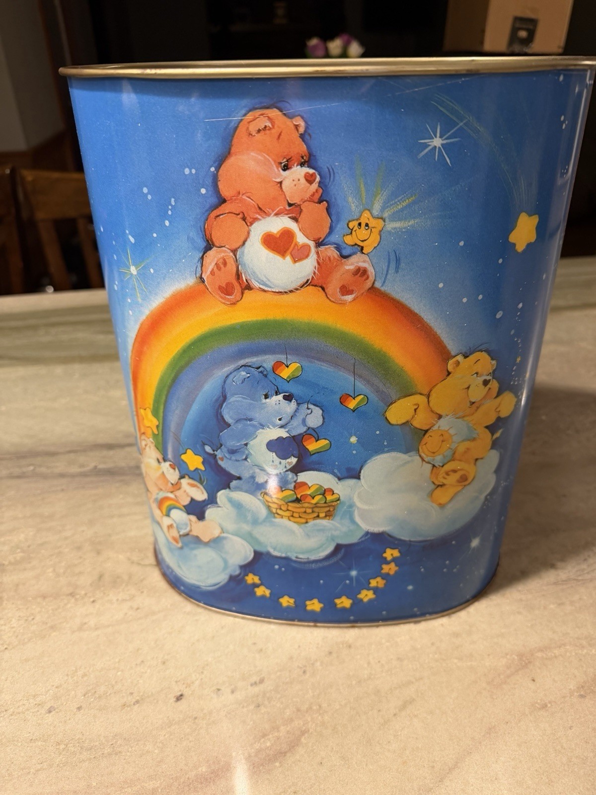 Vintage 1983 CARE BEARS Metal Trash Can Cheinco American Greetings USA 13 X 11 Vintage 1983 CARE BEARS Metal Trash Can Cheinco American Greetings USA 13 X 11