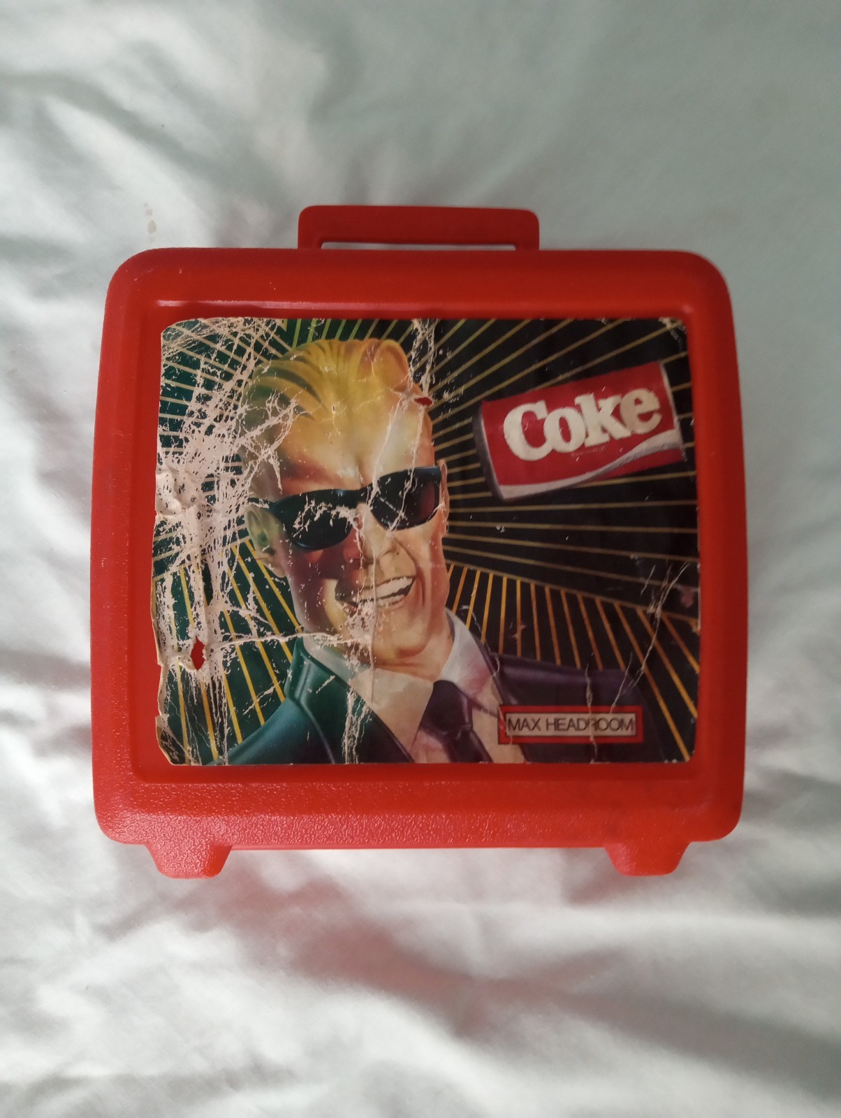 Vintage 1980s Max Headroom Coca Cola Red Plastic Lunch Box Case Retro As Is Vintage 1980s Max Headroom Coca Cola Red Plastic Lunch Box Case Retro As Is