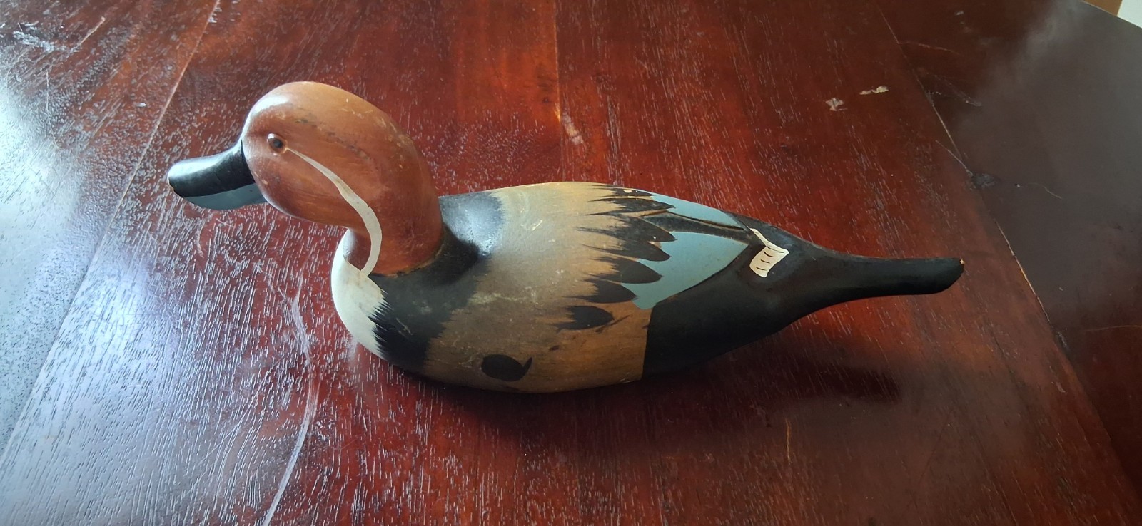 Vintage Hand Carved Wood Northern Pintail Duck Decoy Glass Eyes Miniature 8.5