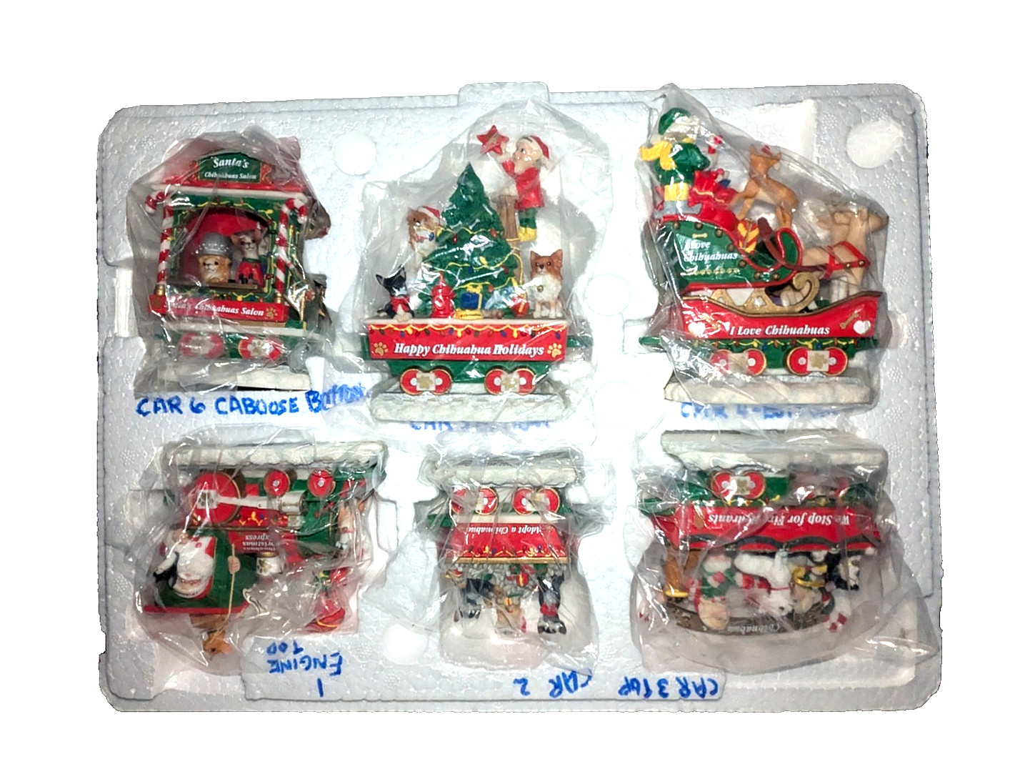 Danbury Mint Chihuahua Christmas Express 6pc Train Set Holiday Decor Collectible Danbury Mint Chihuahua Christmas Express 6pc Train Set Holiday Decor Collectible
