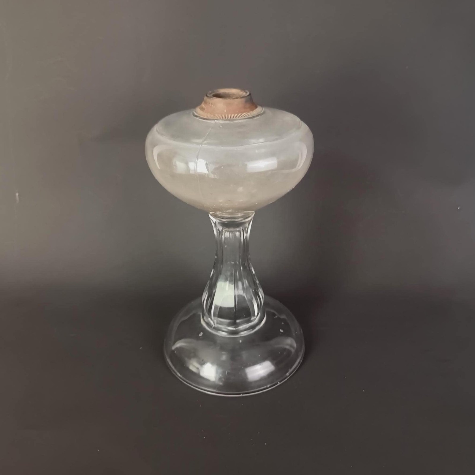Large Antique Manganese Glass Oil Lamp Base 11" Tall From the 19th Century Large Antique Manganese Glass Oil Lamp Base 11" Tall From the 19th Century