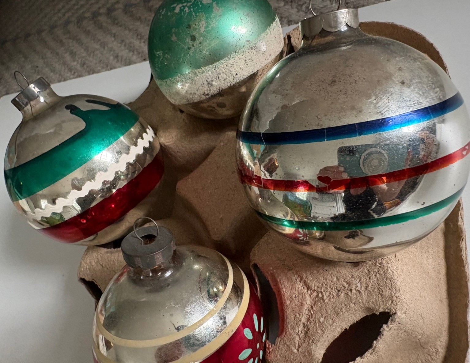 10 Vintage Glass Christmas Striped Ornaments Shiny Brite etc Large Medium Small 10 Vintage Glass Christmas Striped Ornaments Shiny Brite etc Large Medium Small