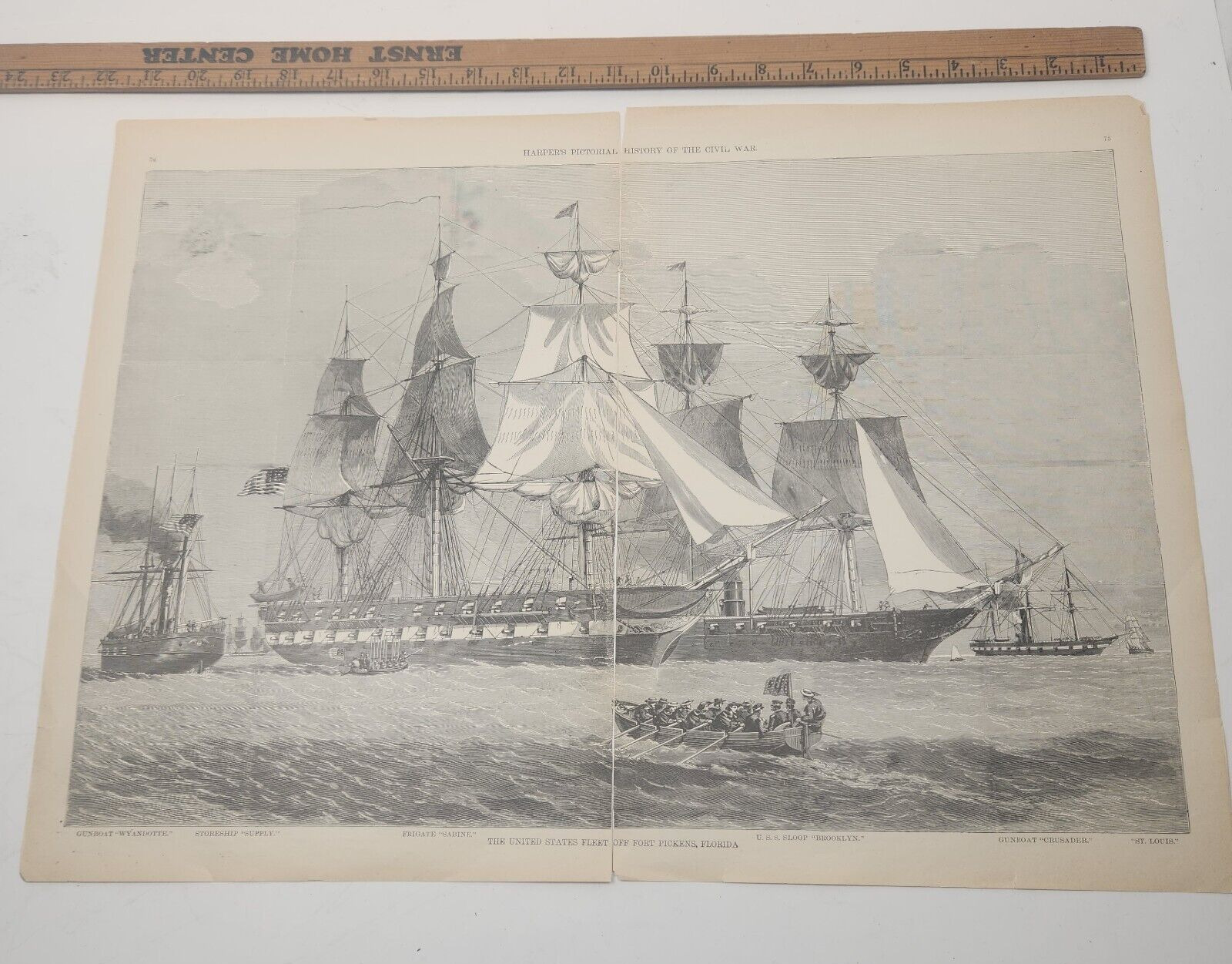 Lot of 3 Civil War Wood Engraving Prints Sz. 22 x 16 Harper\'s Weekly 1866