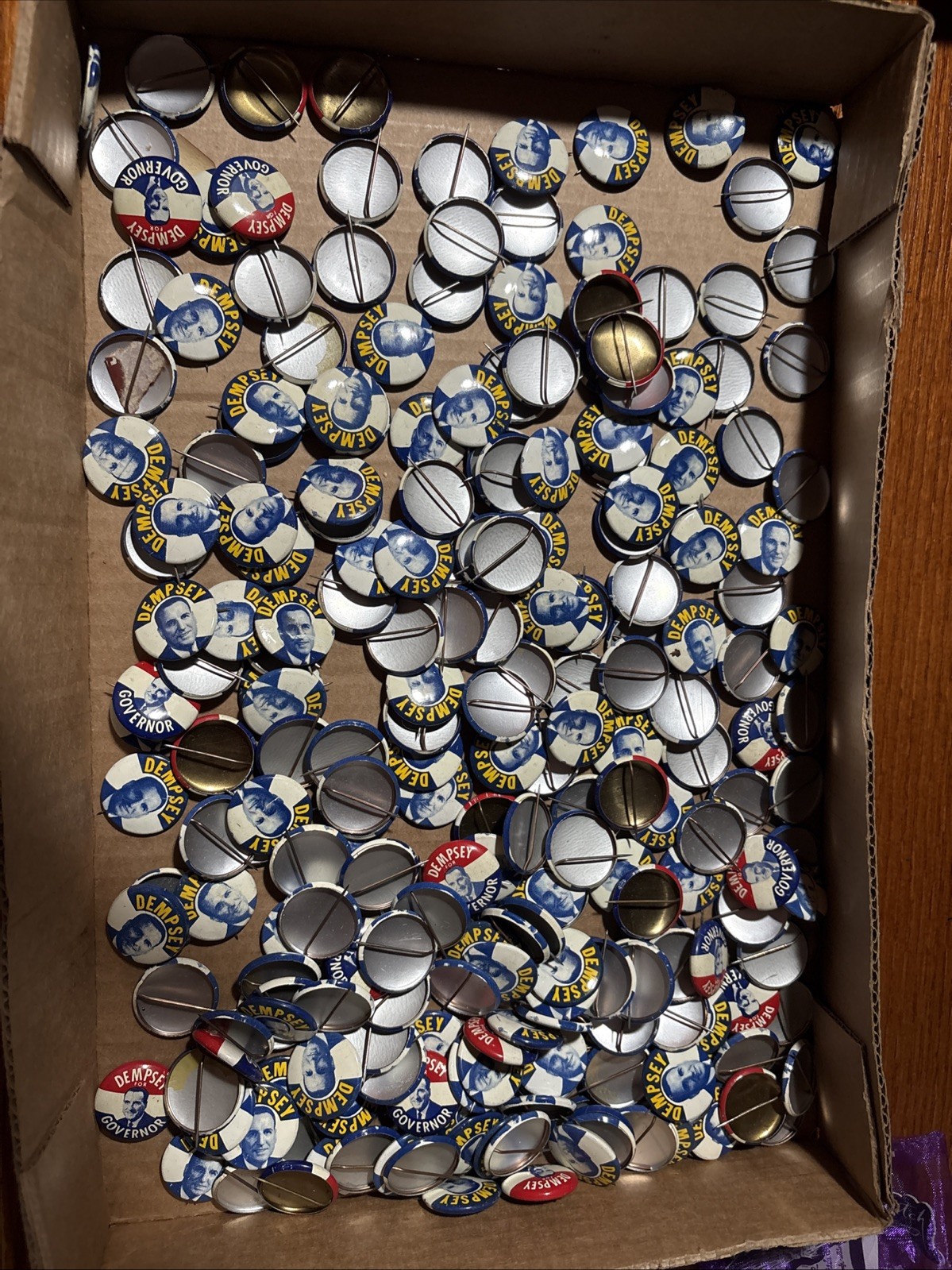 Lot of 200 + VTG 1960s Campaign Buttons CT Governor John Dempsey Connecticut Pin