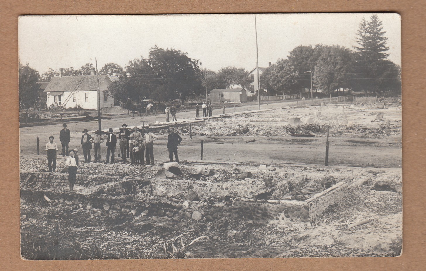 Vtg RPPC Real Photo Postcard Men on site BURNED BUILDING Catastrophe Demolished Vtg RPPC Real Photo Postcard Men on site BURNED BUILDING Catastrophe Demolished