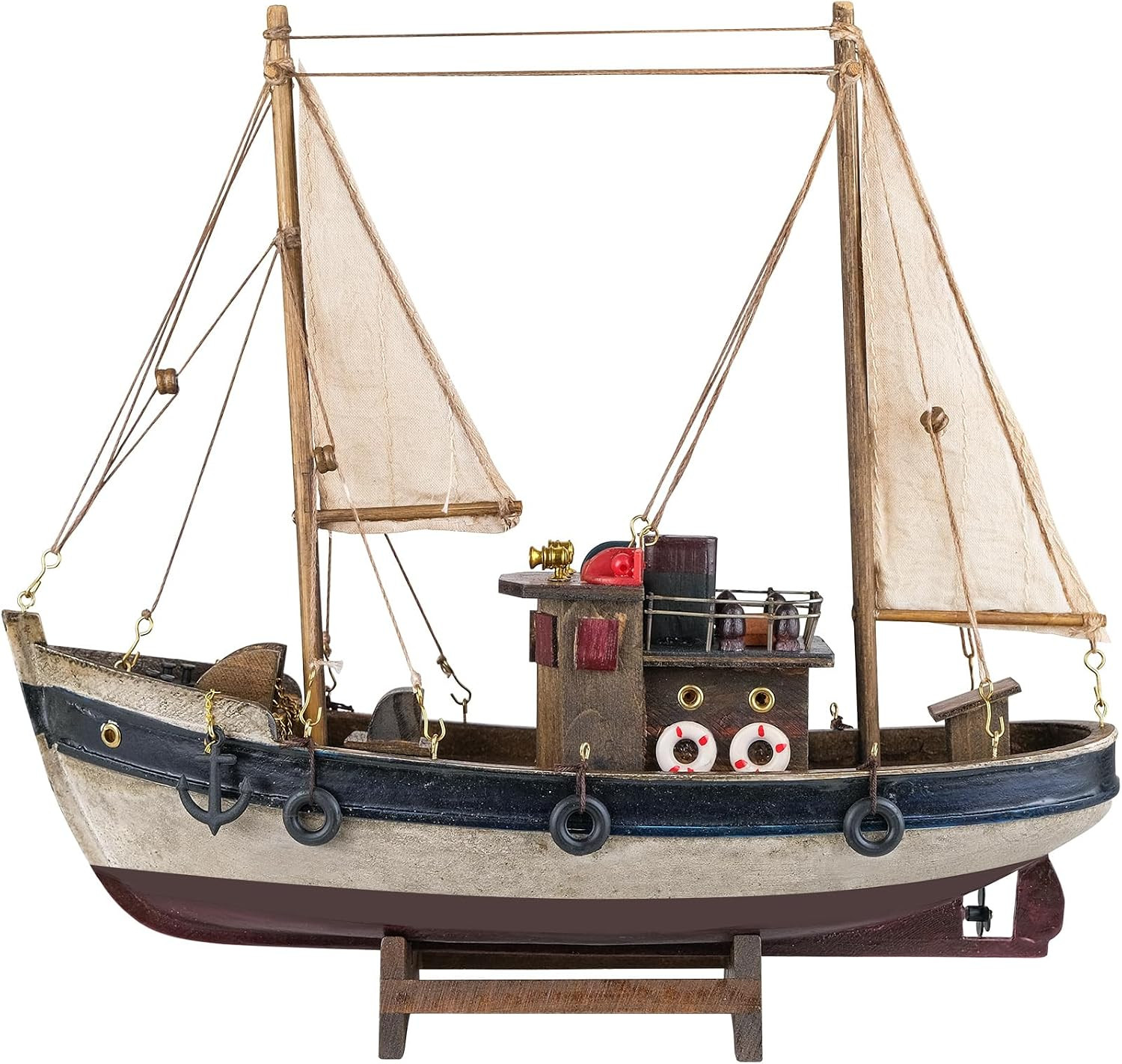 SAILINGSTORY Wooden Fishing Boat Model Ship Sailboat Decor 12" SAILINGSTORY Wooden Fishing Boat Model Ship Sailboat Decor 12"