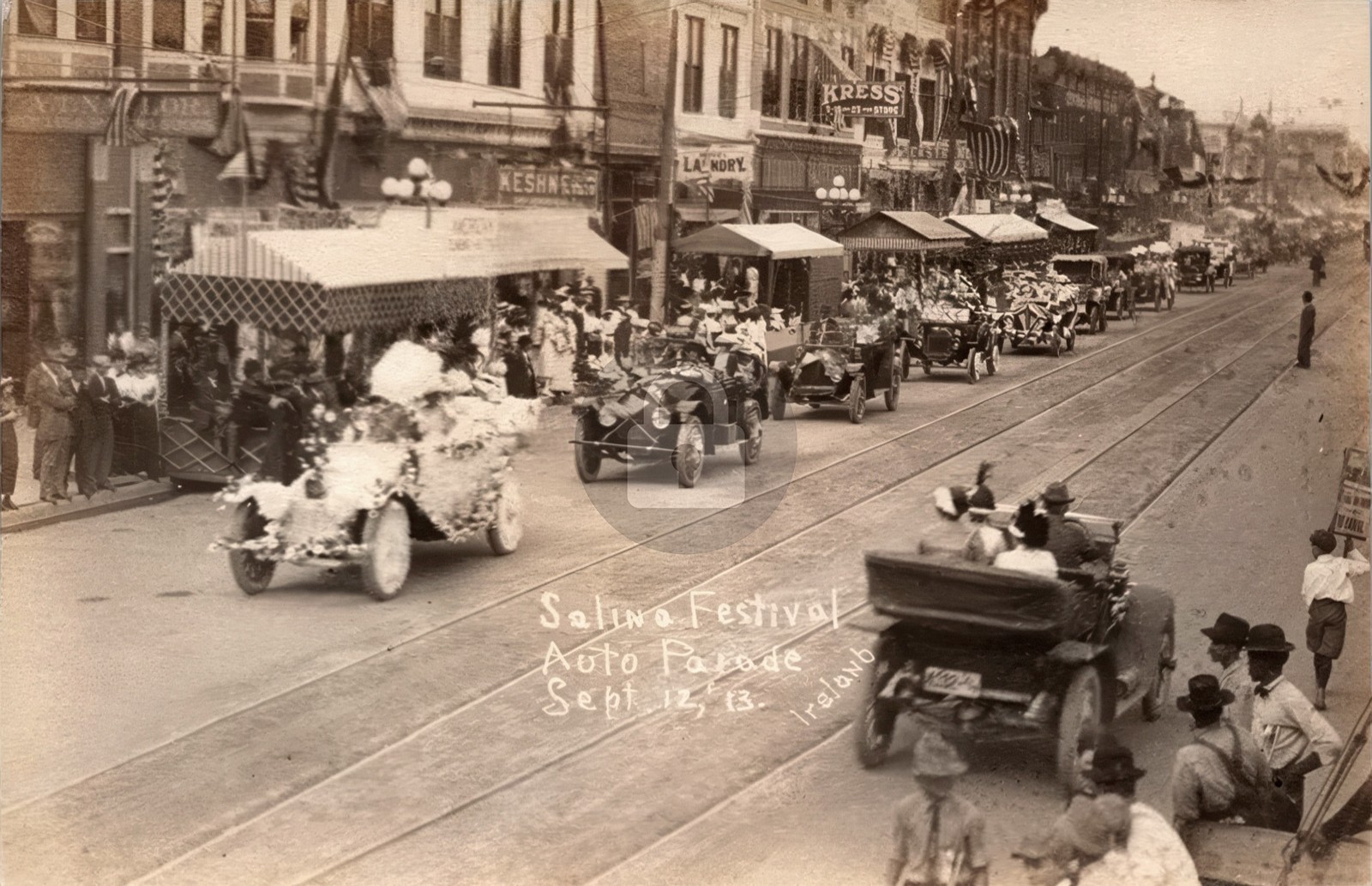 Salina KS Kansas Festival "Auto Parade" Saline Co 1913 RPPC Photo Postcard COPY Salina KS Kansas Festival "Auto Parade" Saline Co 1913 RPPC Photo Postcard COPY