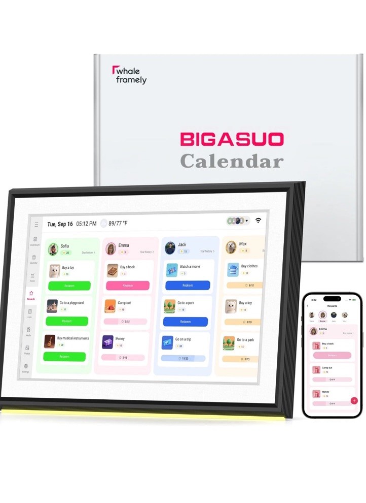 BIGASUO 10.1 Digital Calendar, Smart Touchscreen Interactive Display, Electro...