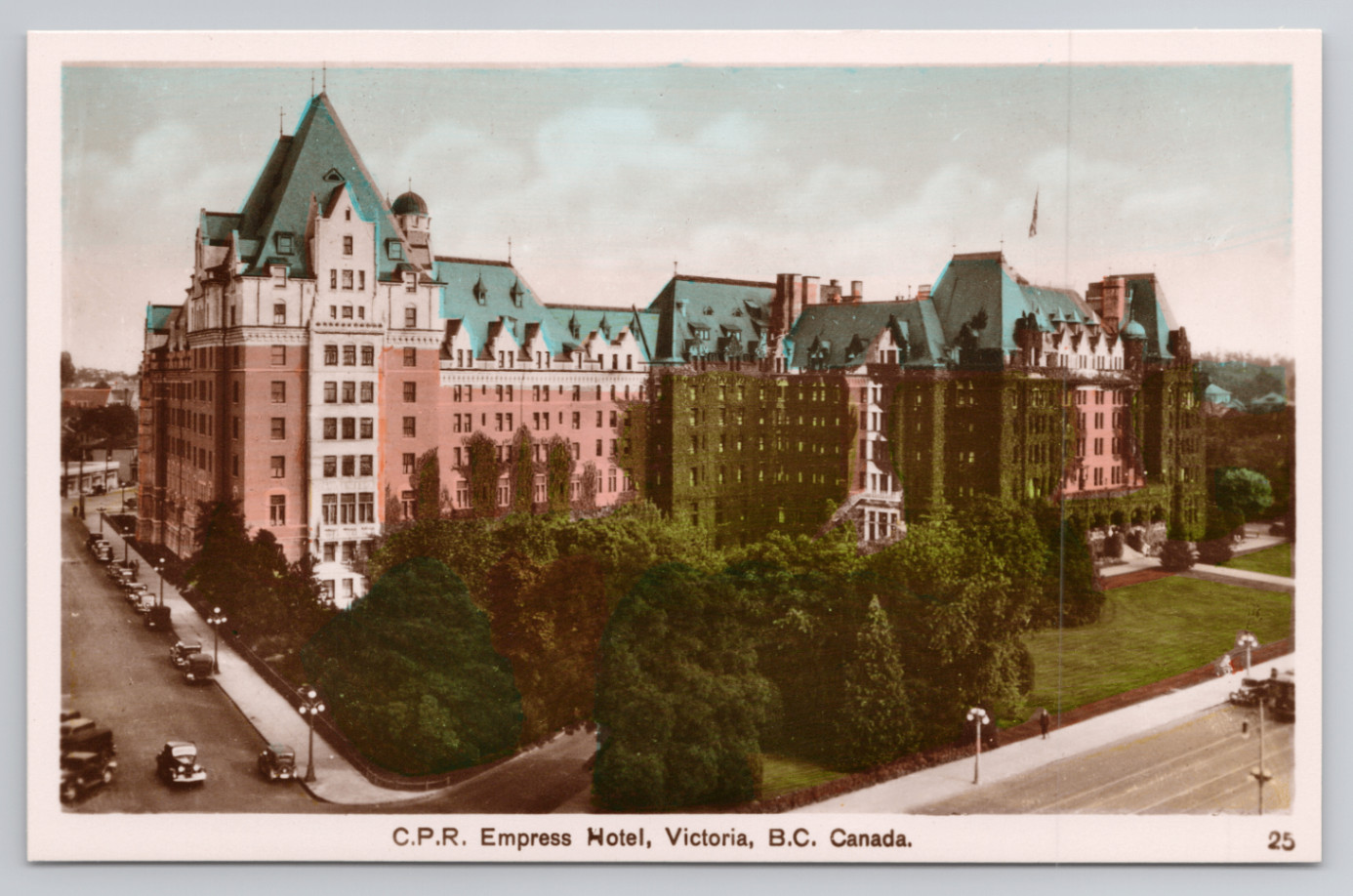 C.P.R. Empress Hotel Victoria, B.C. Canada Vintage Hand-Coloured Rppc Postcard C.P.R. Empress Hotel Victoria, B.C. Canada Vintage Hand-Coloured Rppc Postcard