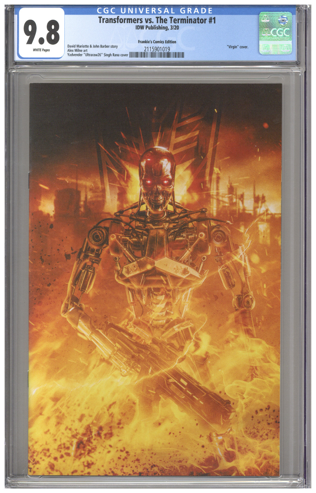 Transformers Vs The Terminator #1 CGC 9.8 Frankies Ultraraw26 Virgin Variant